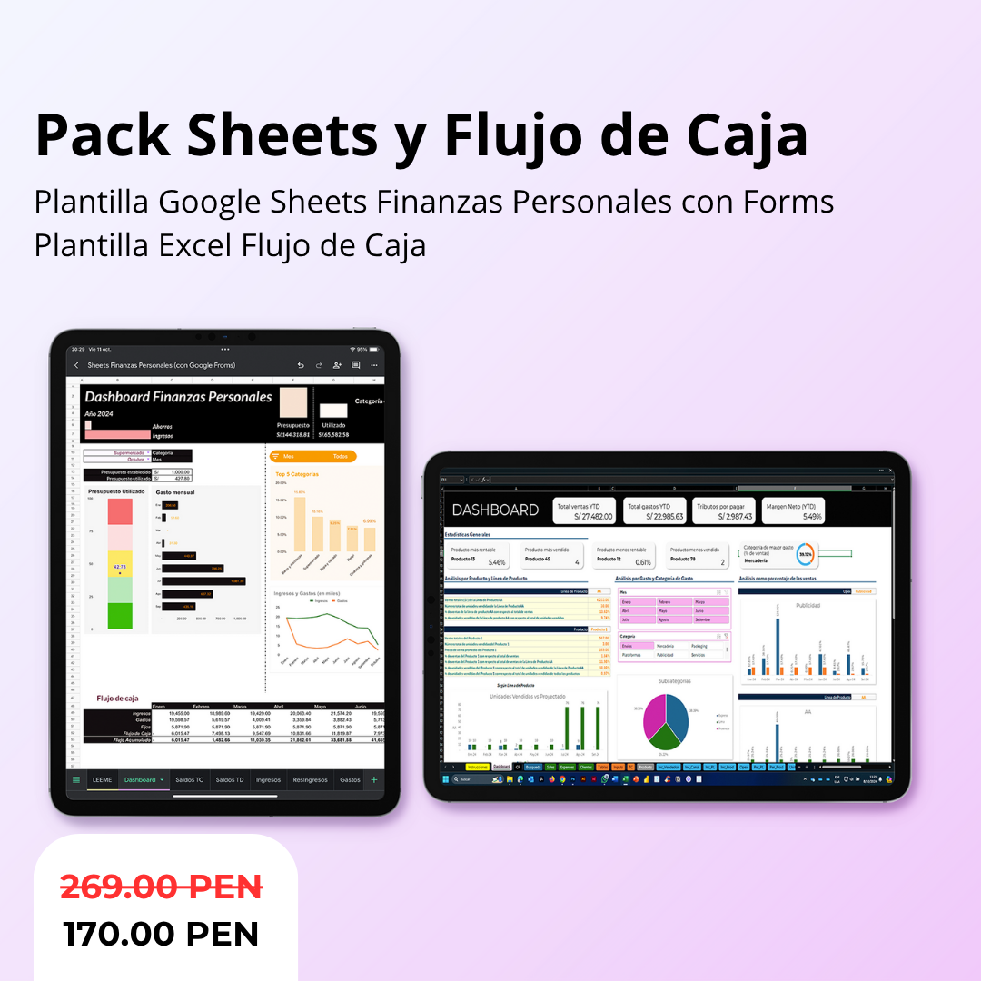 Pack: Sheets Finanzas Personales + Excel Flujo de Caja