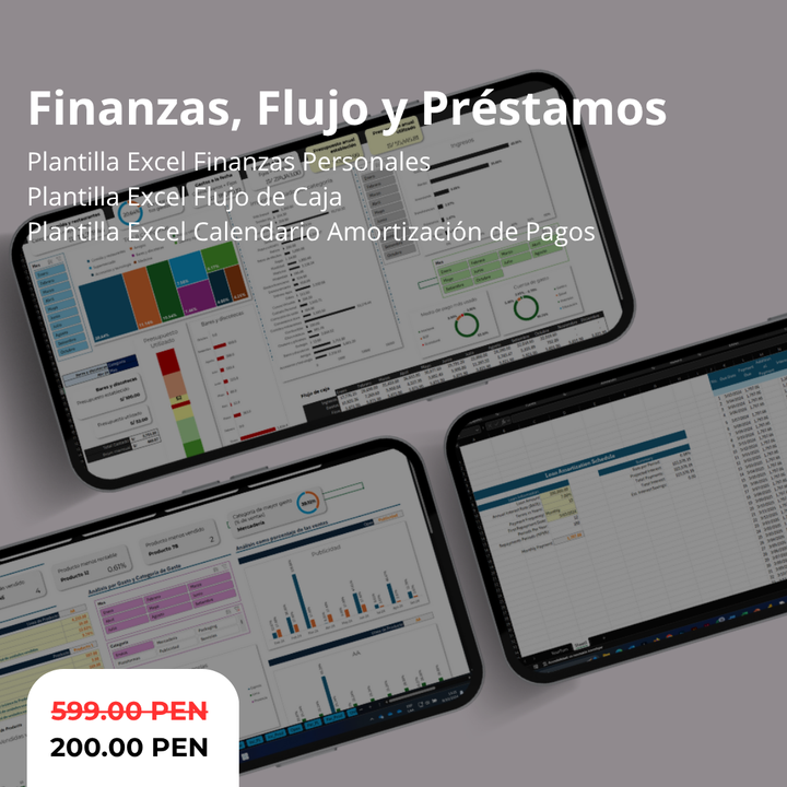 Pack : Excel Finanzas Personales + Excel Flujo de Caja + Excel Calendario de pagos