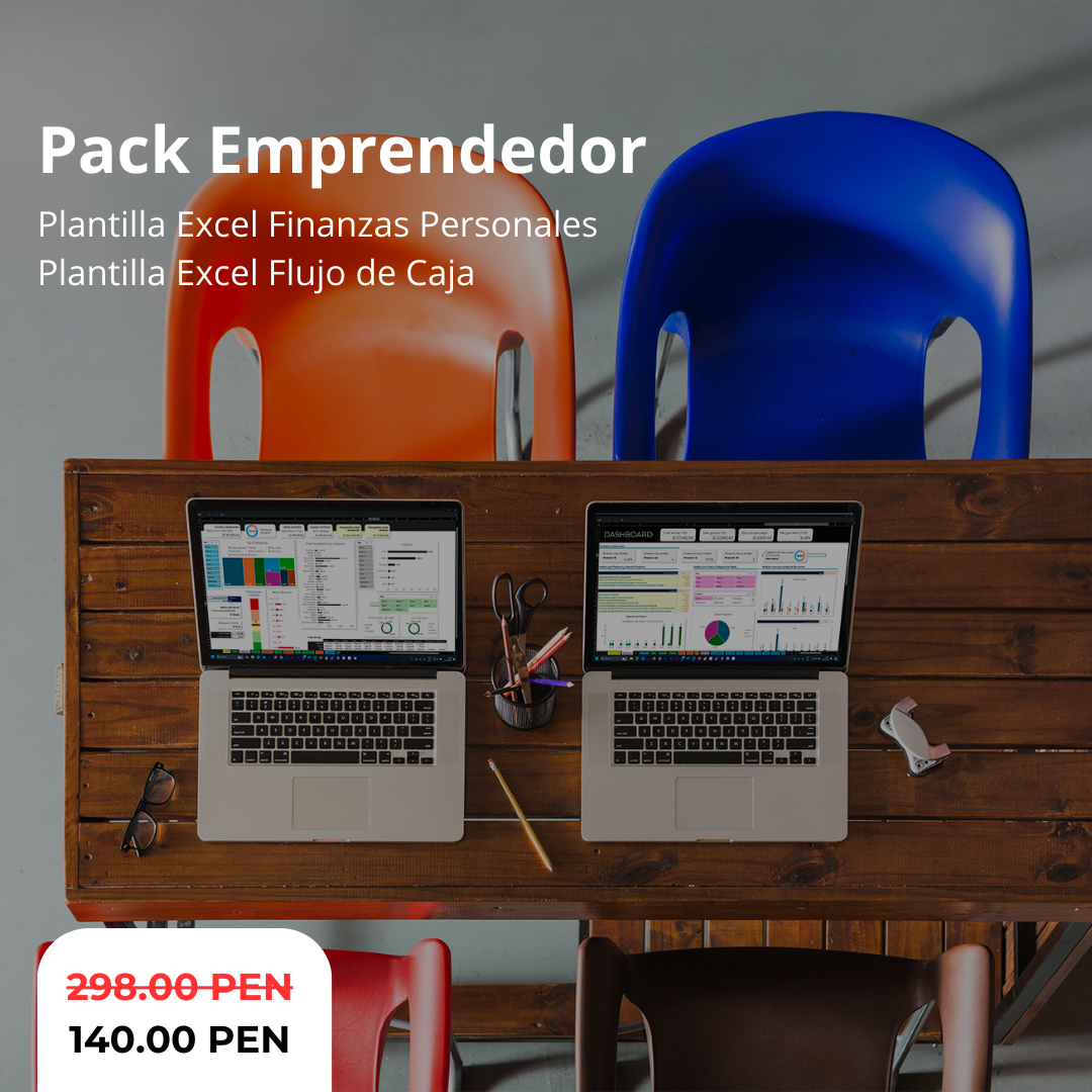 Pack Emprendedor : 1. Plantilla Finanzas Personales y 2. Plantilla Flujo de Caja