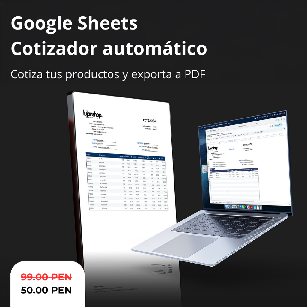 Google Sheets Generador de Cotizaciones – Lujan Shop